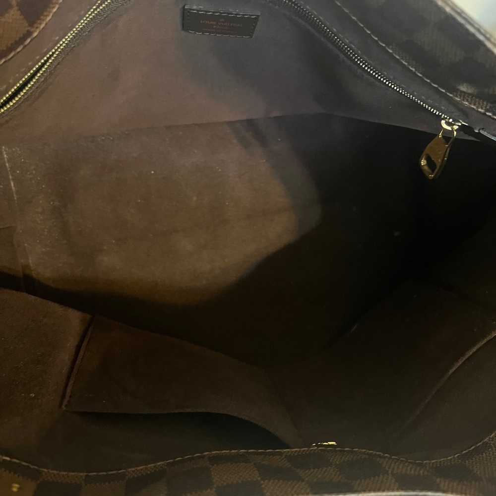 Louis Vuitton Brown Damier Ebene Canvas Tote with Gold Hardware - Picture 10 of 13